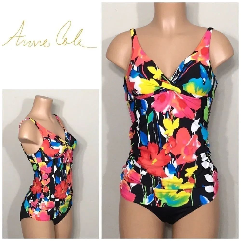 Anne Cole tummy control floral tankini set. New